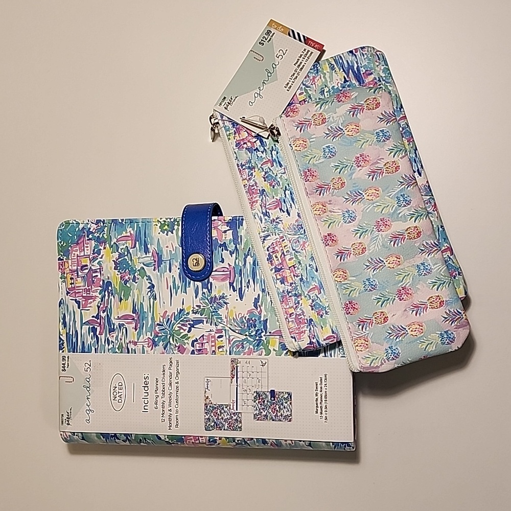 The Paper Studio Agenda 52 Non-Dated 6-Ring Planner + 2 Coordinating Zip Pouches